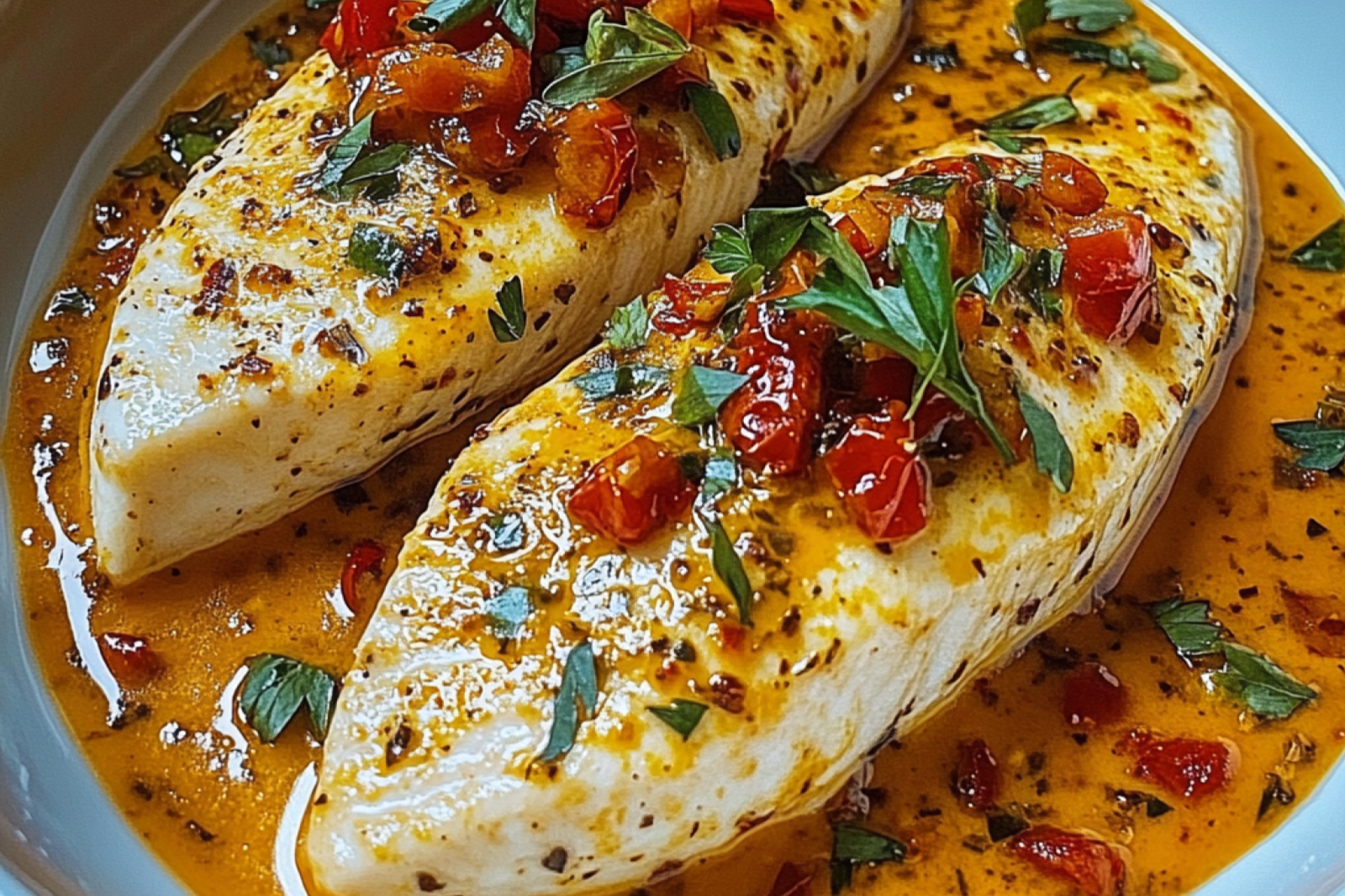 Tilapia in Roasted Pepper Sauce
