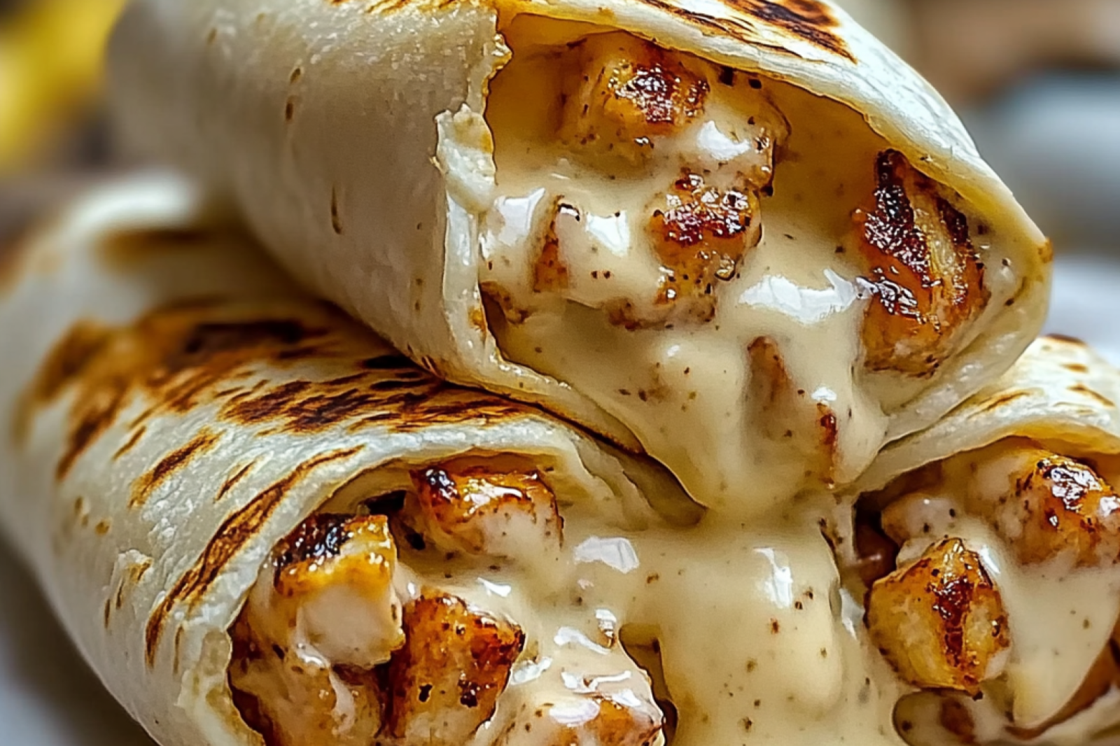 Cheesy Garlic Chicken Wraps