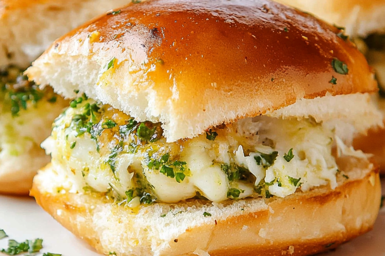 Cheesy Garlic Pesto Chicken Sliders