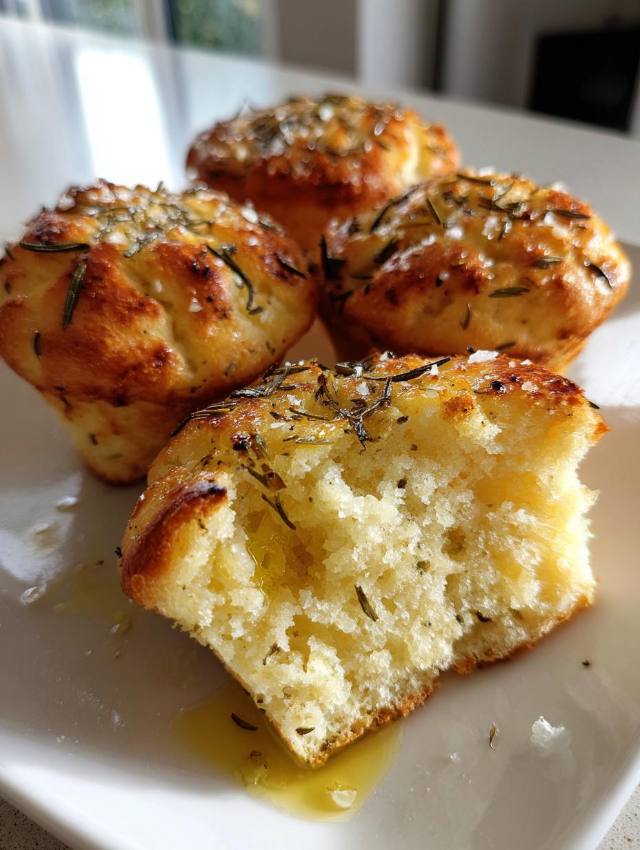 Golden Crust Garlic Rosemary Focaccia Muffins - detail 1