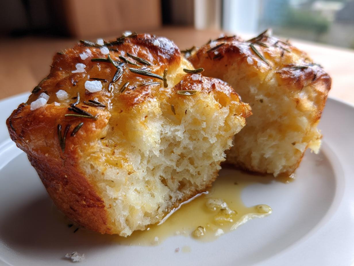 Golden Crust Garlic Rosemary Focaccia Muffins