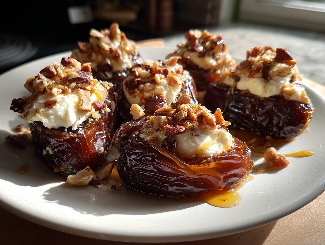 MASCARPONE STUFFED DATES WITH MAPLE DRIZZLE