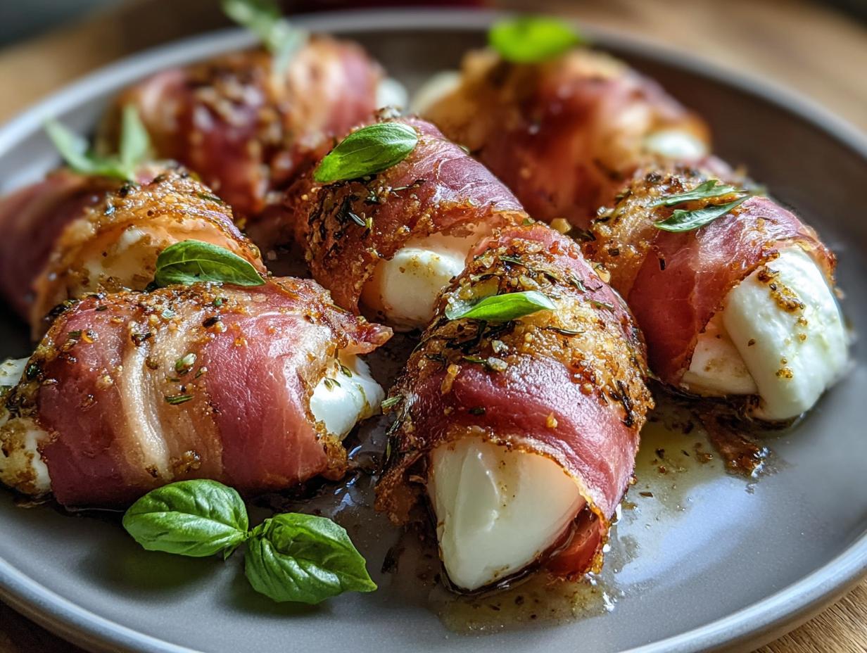 Prosciutto Mozzarella Bites: 1 Delicious Appetizer 4 Prosciutto Mozzarella Bites: 1 Delicious Appetizer - Prosciutto Wrapped Mozzarella Bites - additional detail