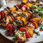 Balsamic Peach Chicken Kabobs