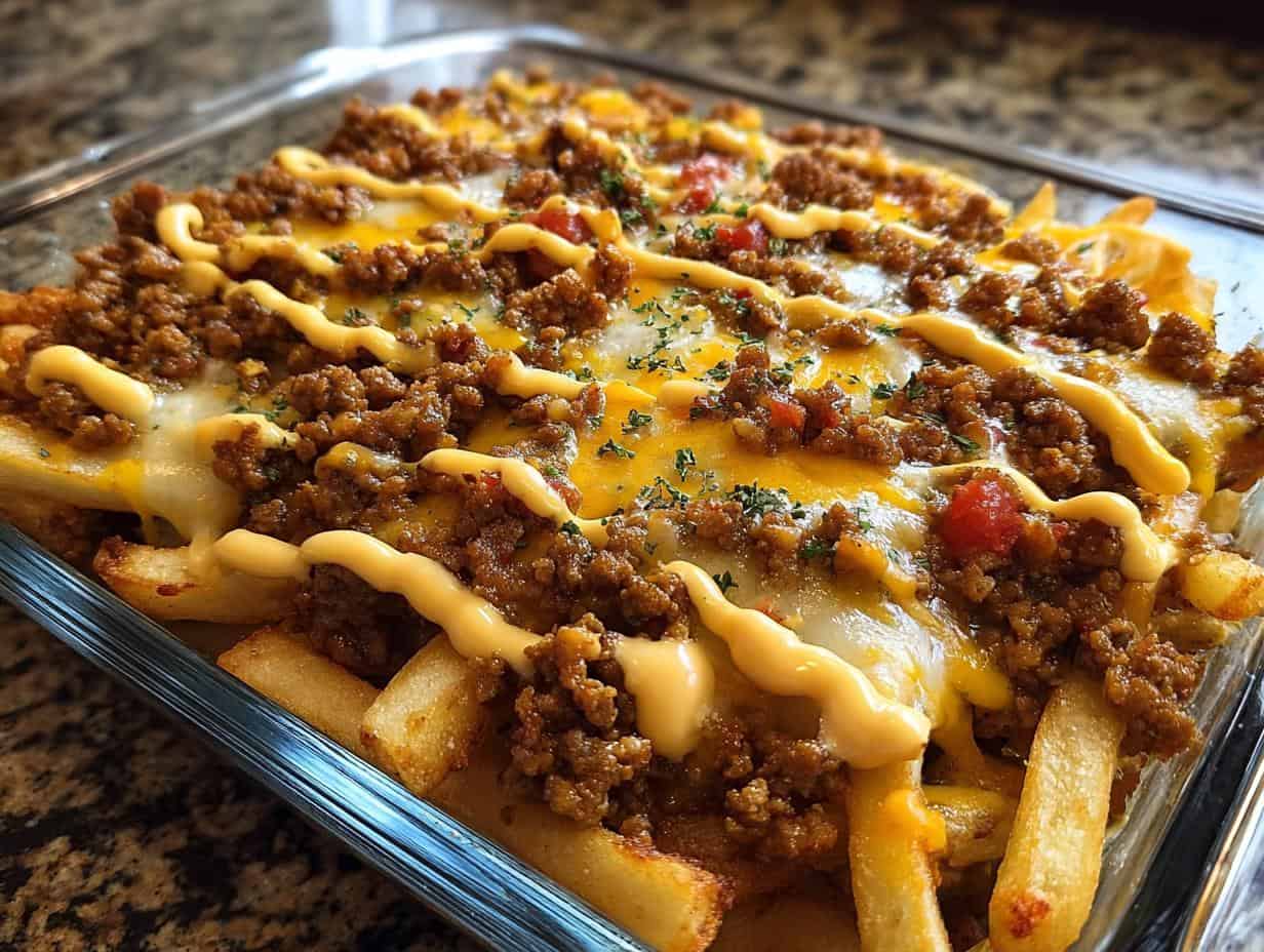 Cheeseburger French Fry Casserole: Delicious 1-Pan Meal - Cheeseburger French Fry Casserole - additional detail