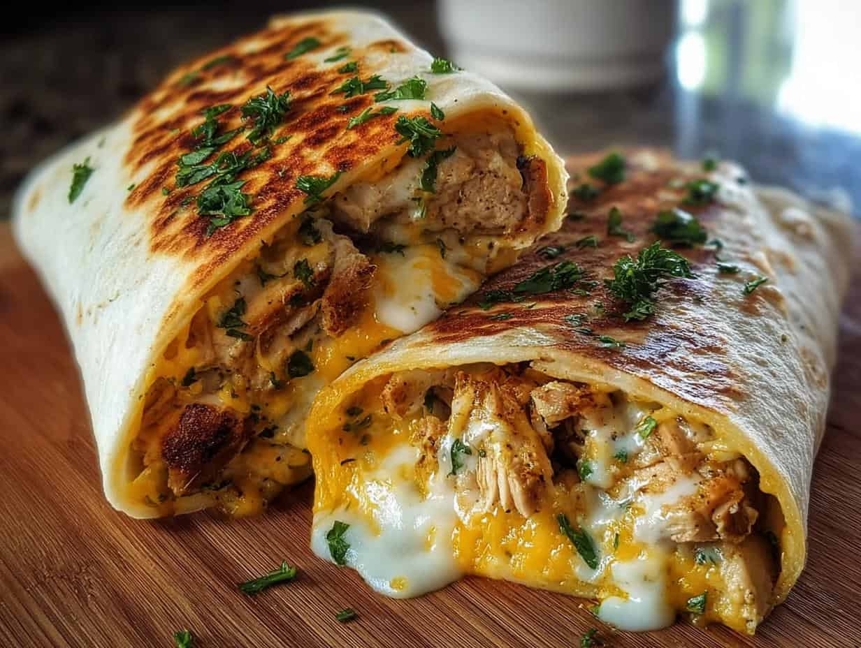 Cheesy Garlic Chicken Wraps: Easy Dinner Joy - Cheesy Garlic Chicken Wraps - ingredients laid out
