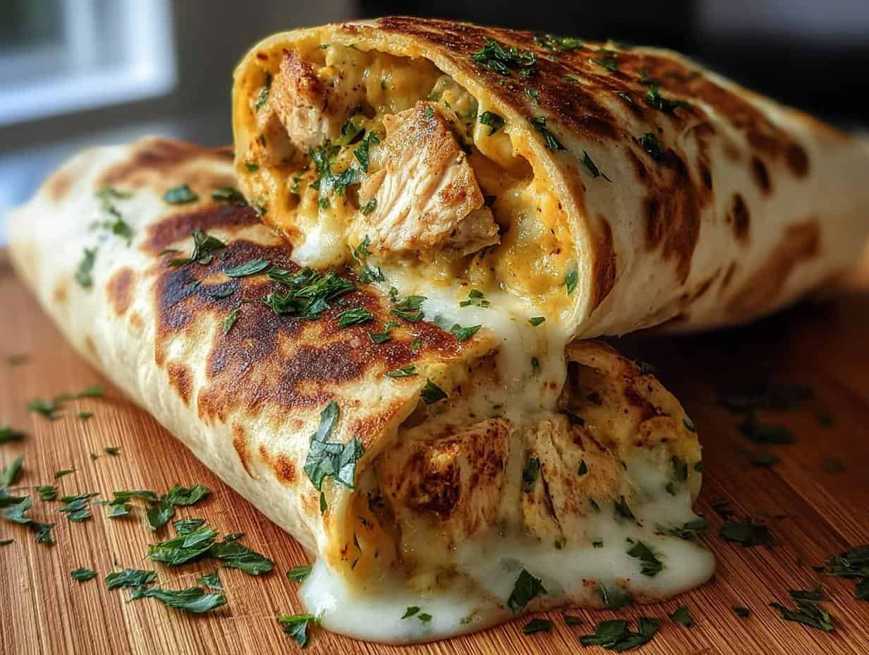 Cheesy Garlic Chicken Wraps: Easy Dinner Joy - Cheesy Garlic Chicken Wraps - finished product