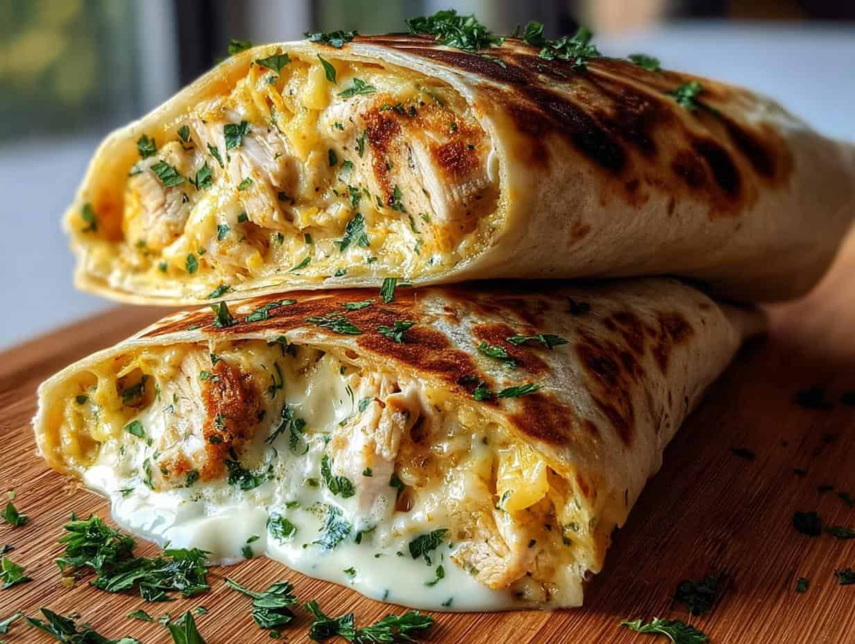 Cheesy Garlic Chicken Wraps