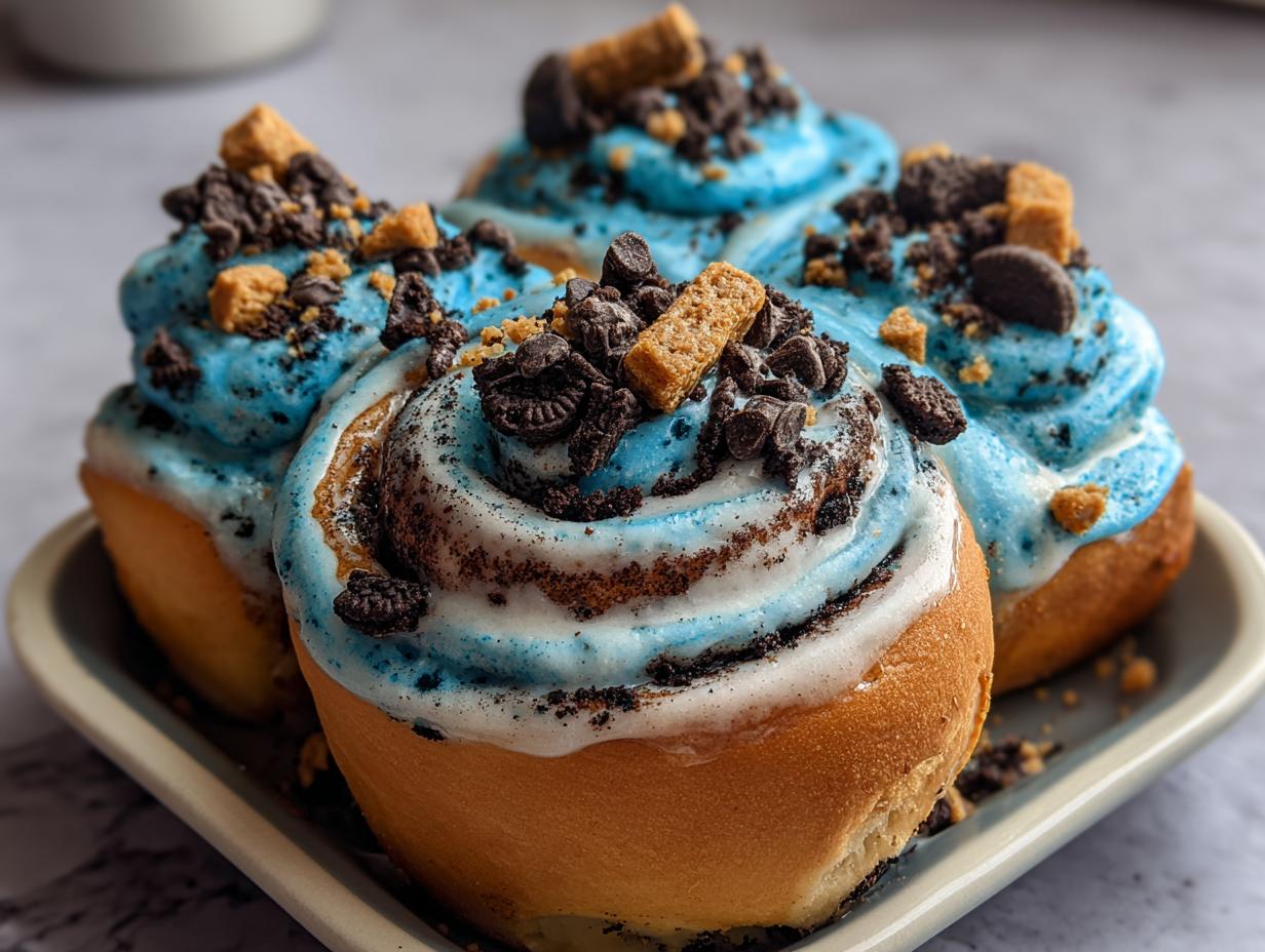 Cookie Monster Cinnamon Rolls