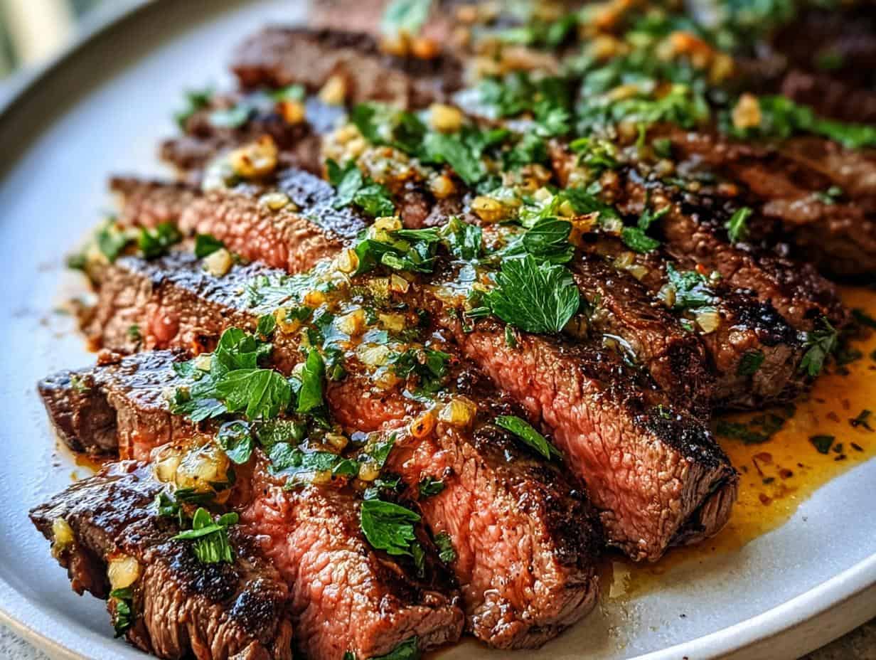 Garlic Butter Brazilian Steak: 15 Min Flavor Bomb 4 Garlic Butter Brazilian Steak - close-up of sizzling steak with garlic butter sauce