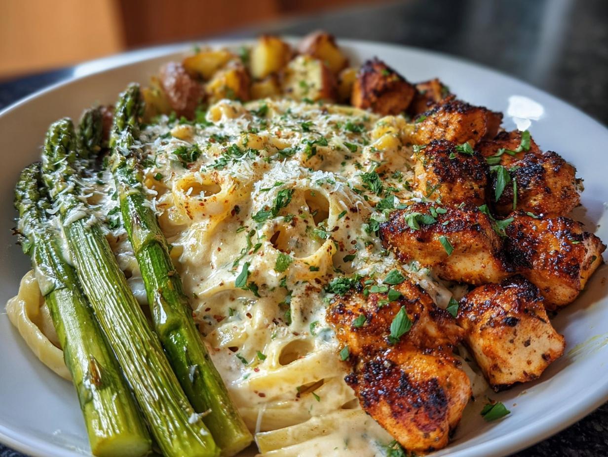 Greek Chili Chicken Alfredo: 1 Flavorful Twist 5 Close-up of Greek Chili Chicken Alfredo pasta dish
