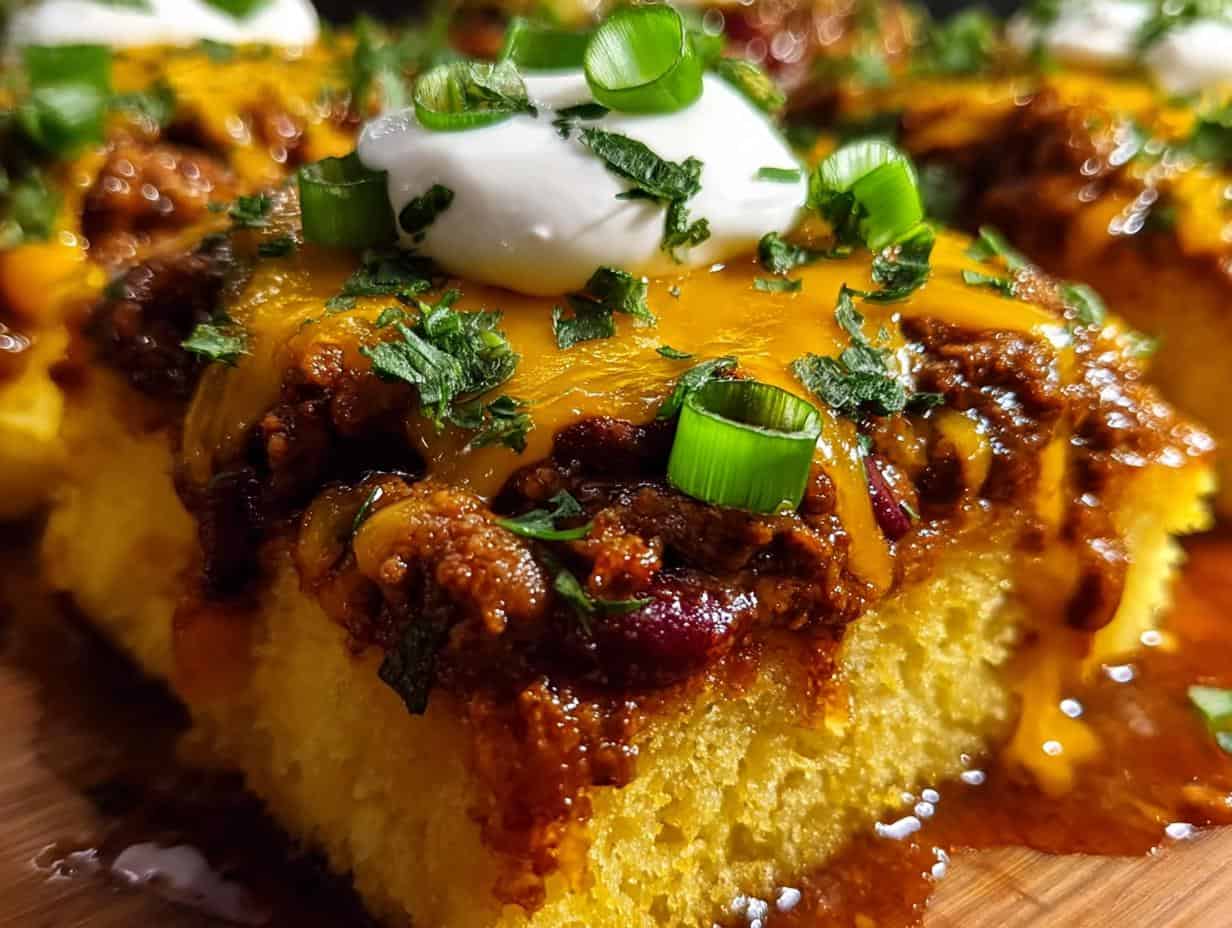 Loaded Chili Cheese Cornbread: Amazing Comfort Food - Loaded Chili Cheese Cornbread - additional detail