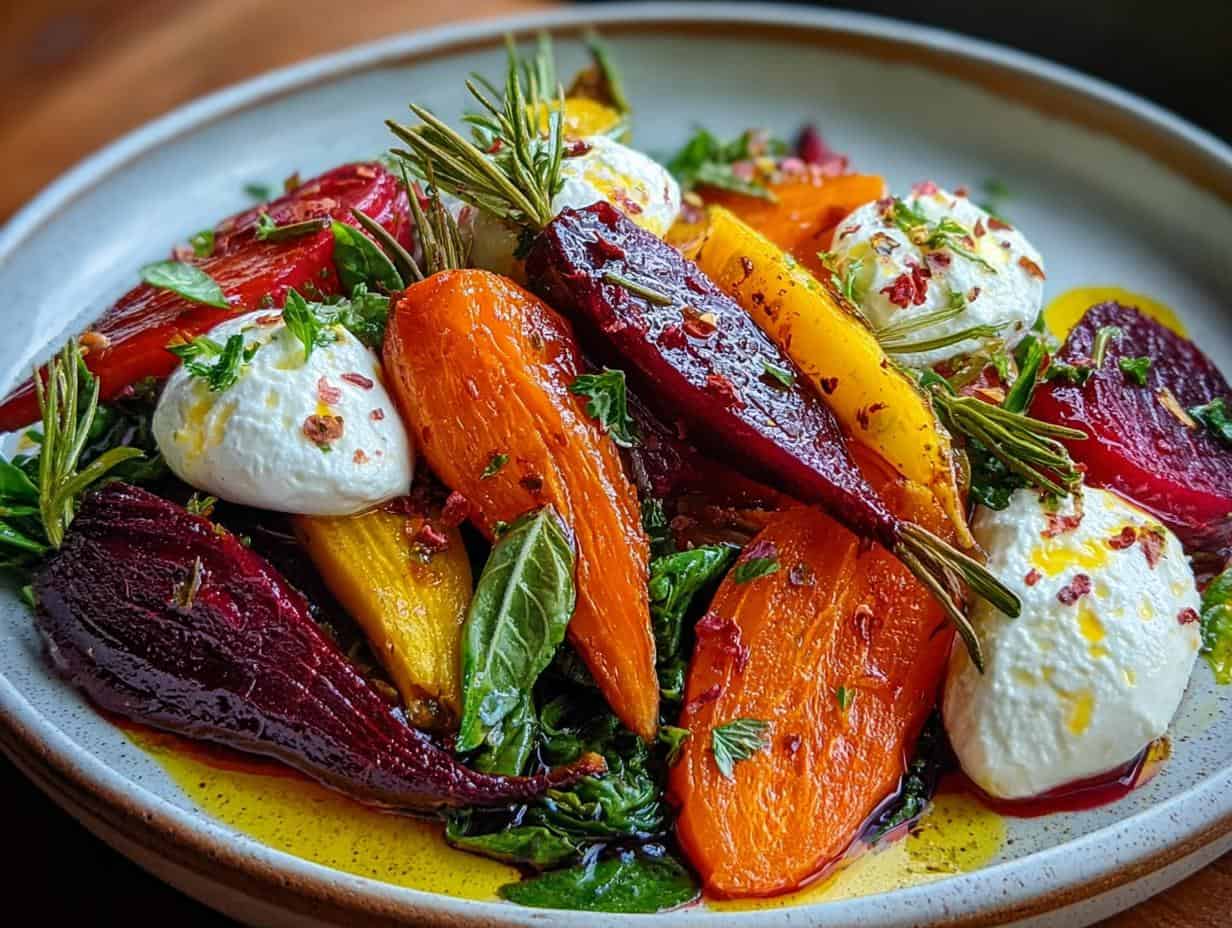 Roasted Beets Carrots Salad: 1 Amazing Dish 4 Roasted Beets Carrots Salad - vibrant colors and textures