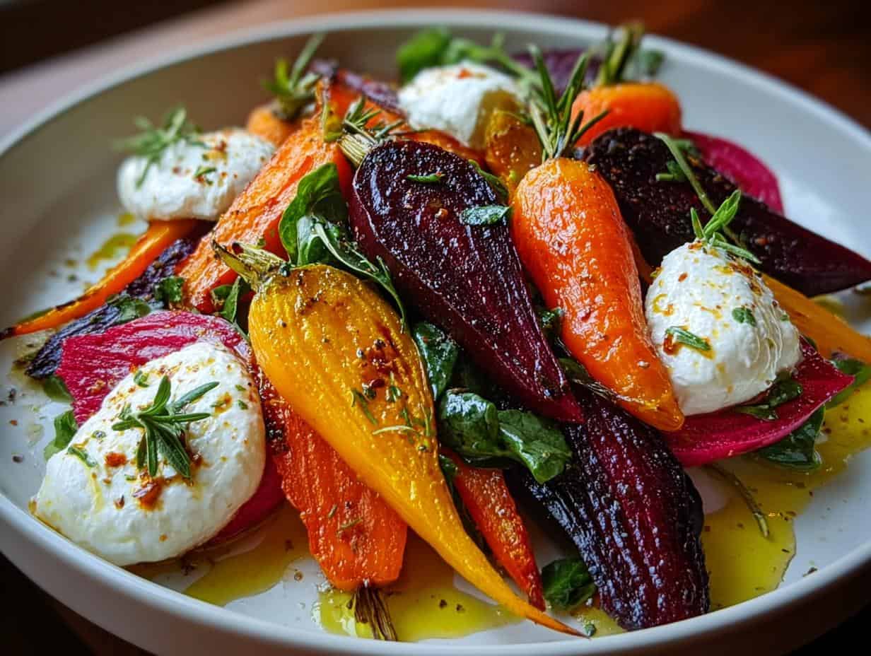 Roasted Beets Carrots Salad: 1 Amazing Dish 5 Roasted Beets Carrots Salad - close-up of ingredients