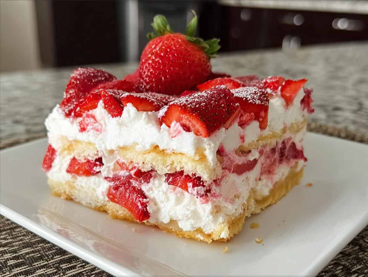 Strawberry Cheesecake Lasagna: 1 Divine Dessert - Strawberry Cheesecake Lasagna - additional detail