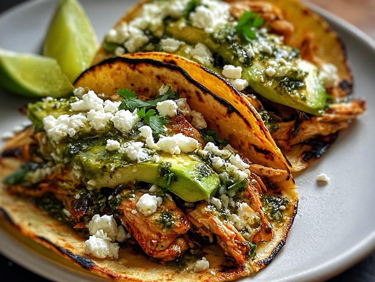 Perfect Chimichurri Chicken Tacos Feta 5 Perfect Chimichurri Chicken Tacos Feta - A close-up of assembled tacos