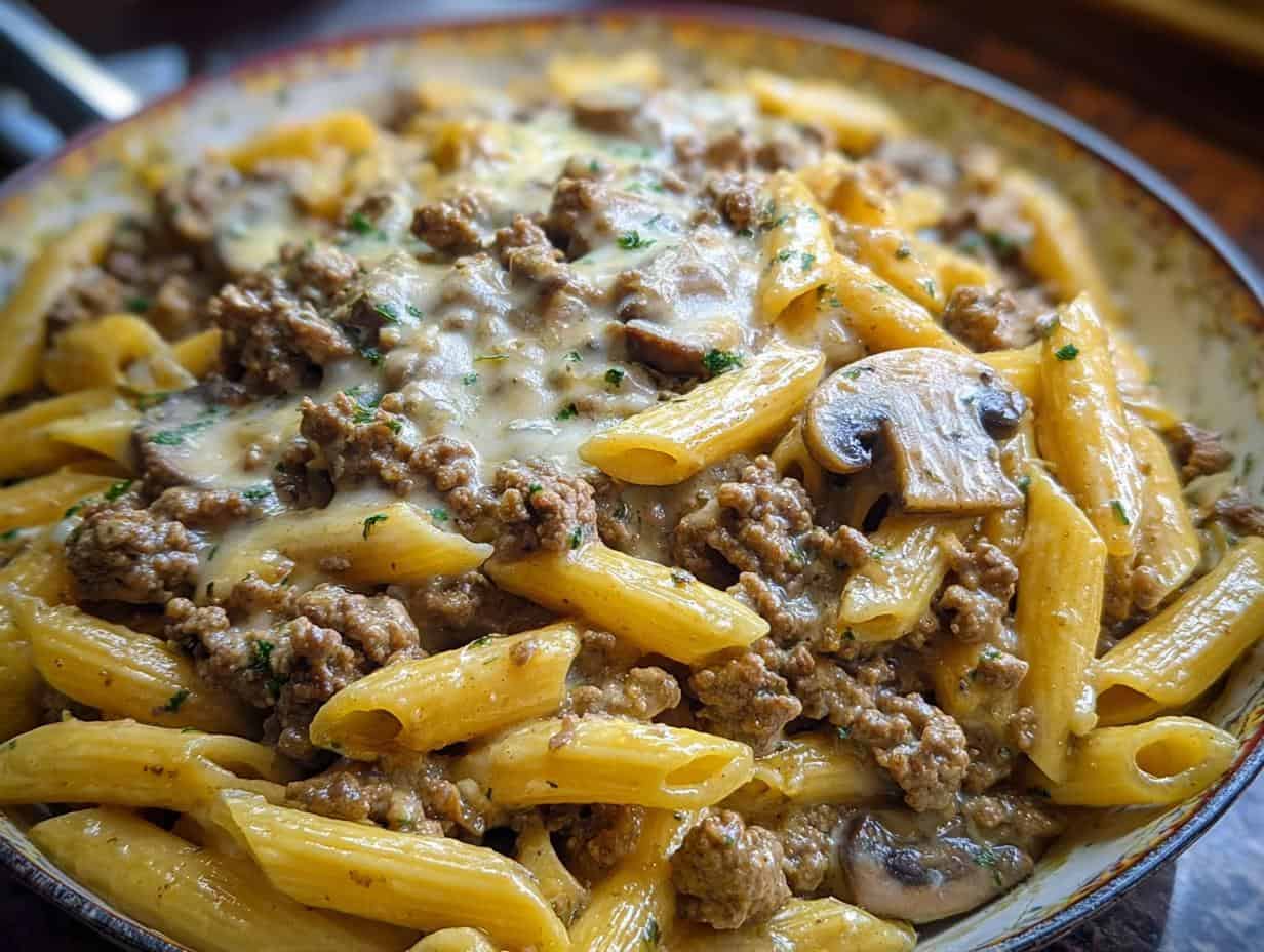 Creamy Velveeta Beef Stroganoff