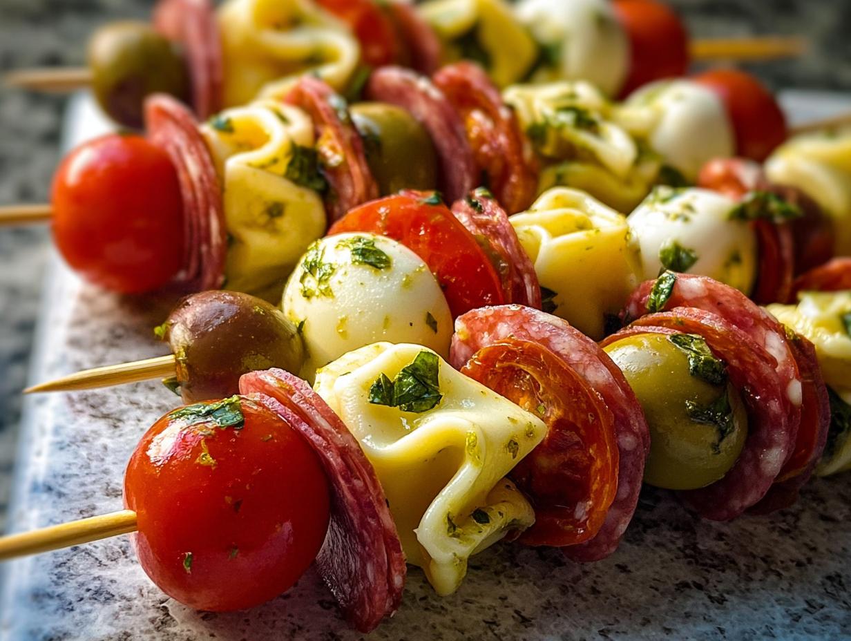 Italian Antipasto Skewers Marinated