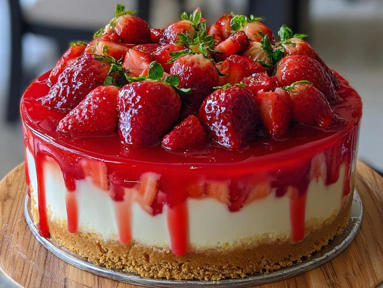 Lavish Decorated Strawberry Cheesecake