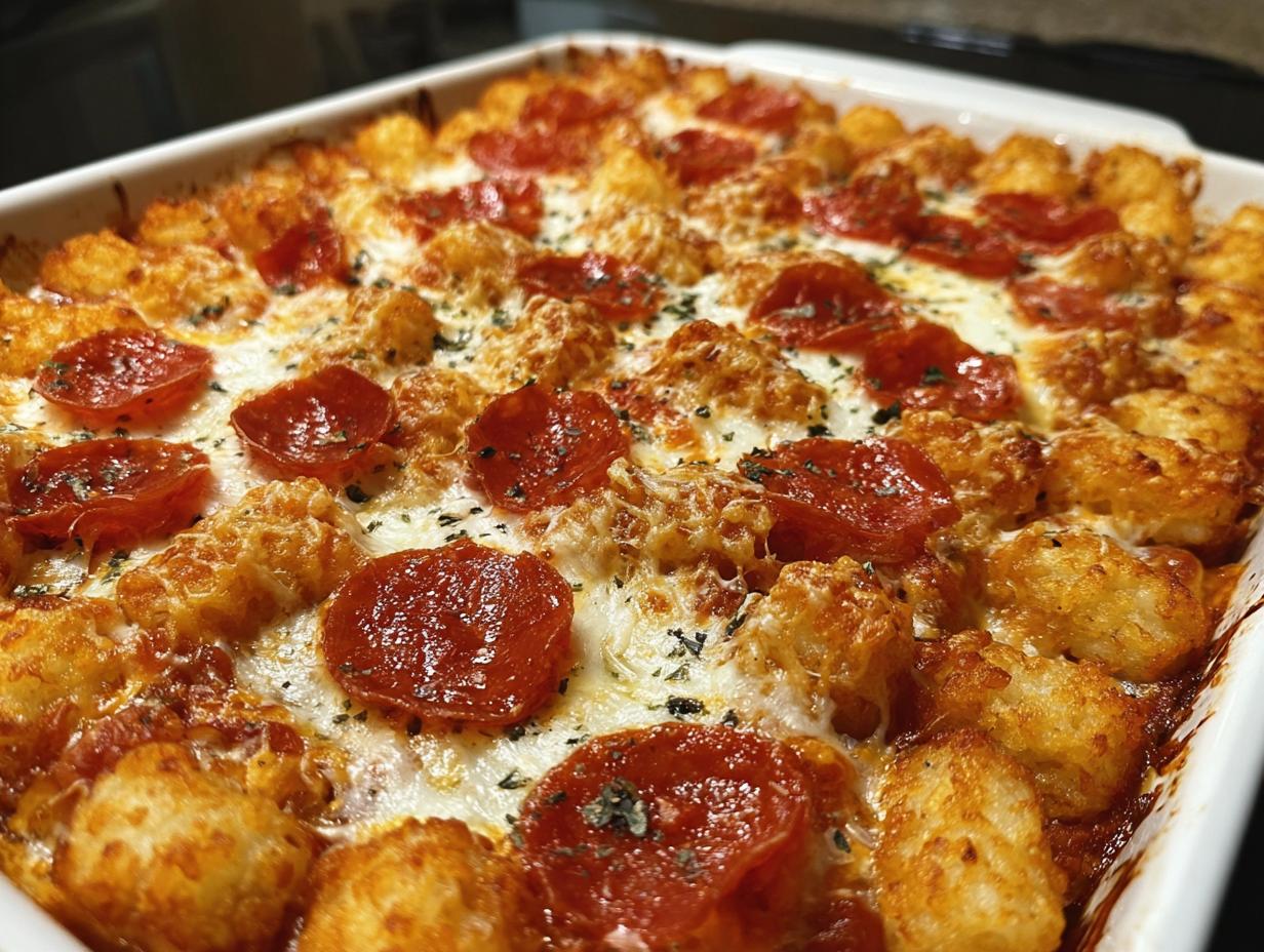Pepperoni Pizza Tater Tot: Amazing Casserole - Pepperoni Pizza Tater Tot - additional detail