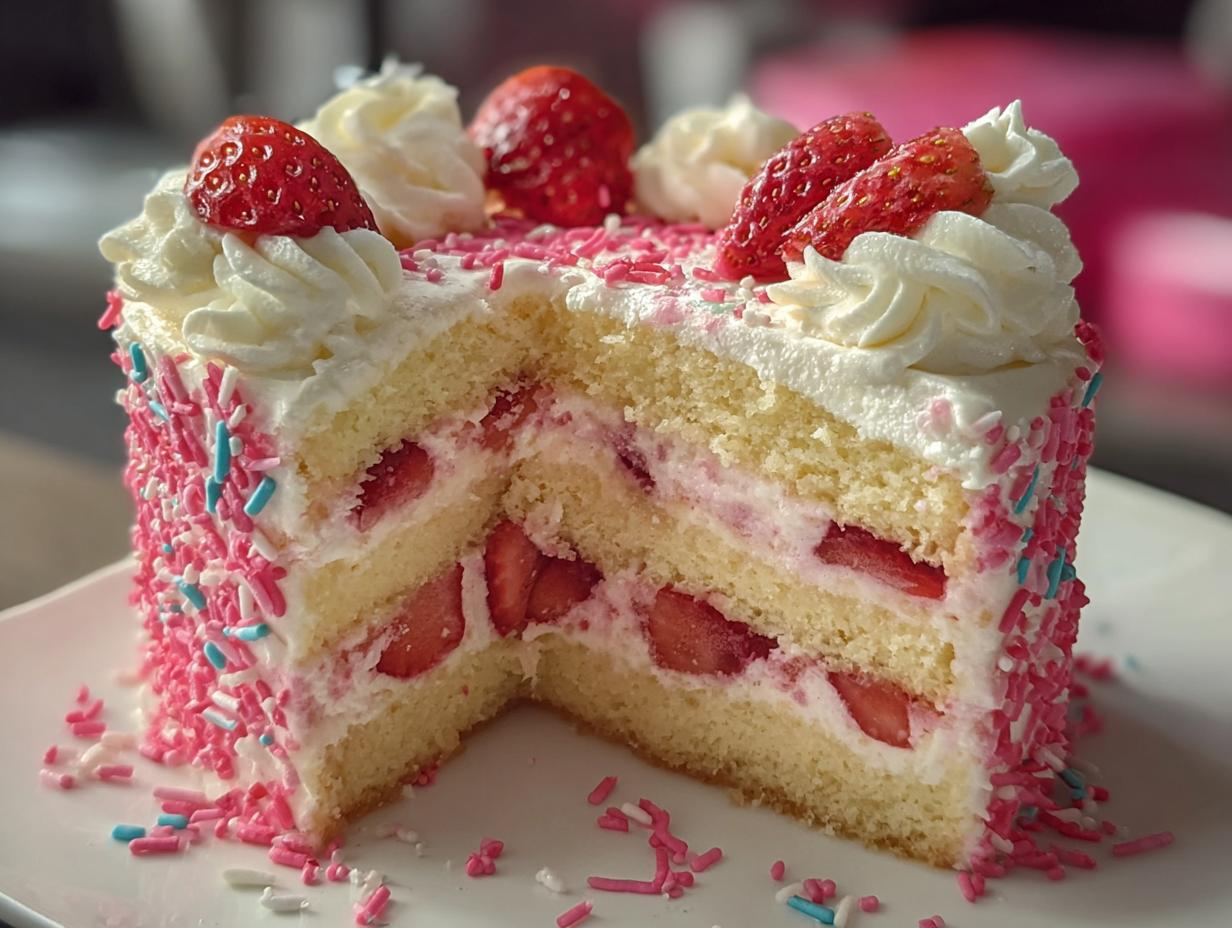 Dreamy Strawberry Cream Layer Cake 2 Ways 4 Dreamy Strawberry Cream Layer Cake 2 Ways - Strawberry Cream Layer Cake - additional detail