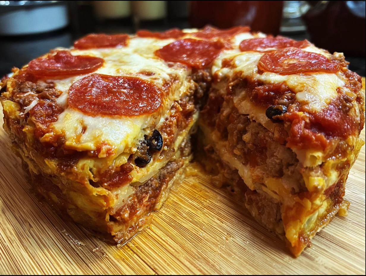 Stuffed Layered Pizza Pie: 1 AMAZING Recipe 4 Stuffed Layered Pizza Pie: 1 AMAZING Recipe - Stuffed Layered Pizza Pie - additional detail