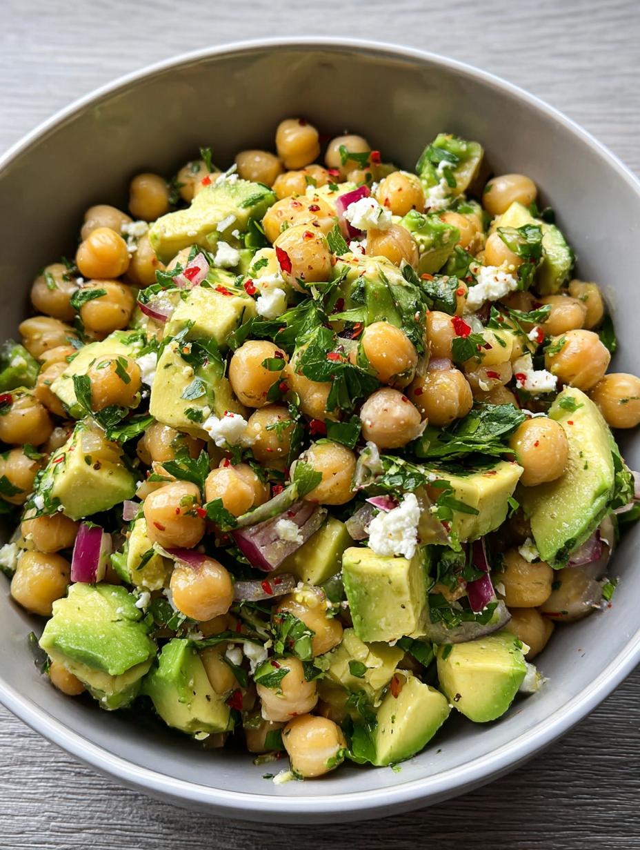Chickpea Feta Avocado Salad