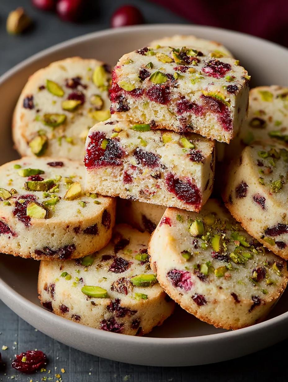 Cranberry Pistachio Shortbread Cookies for Festive Joy - Cranberry Pistachio Shortbread Cookies - additional detail