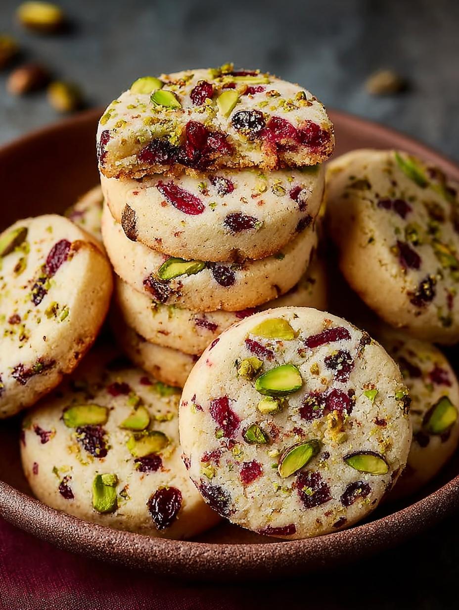 Cranberry Pistachio Shortbread Cookies