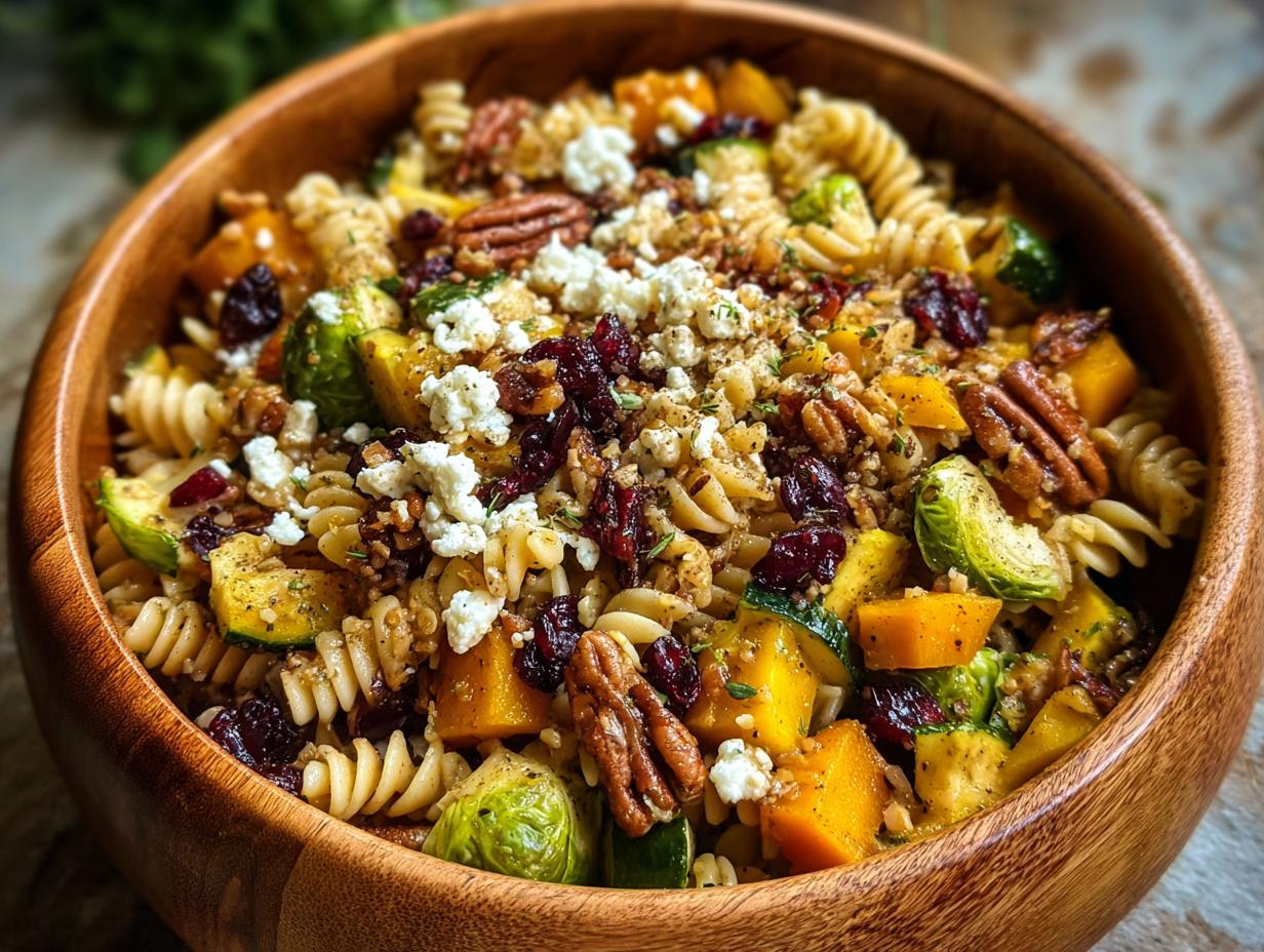 Fall Harvest Pasta Salad: 7 Delicious Tips 7 Serving dish of Fall Harvest Pasta Salad with fresh parsley garnish
