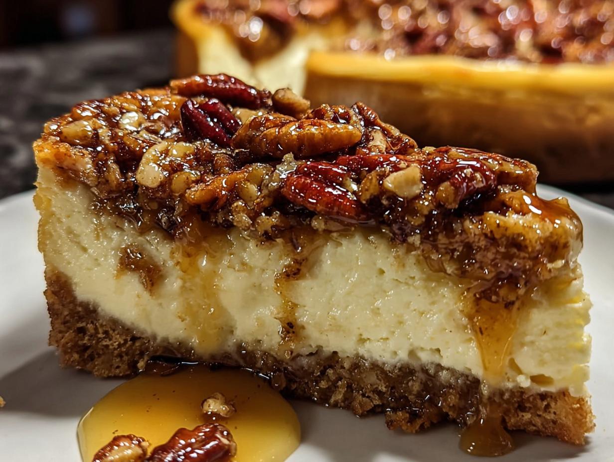Pecan Pie Cheesecake: 1 Decadent Dessert - Pecan Pie Cheesecake Dessert - additional detail