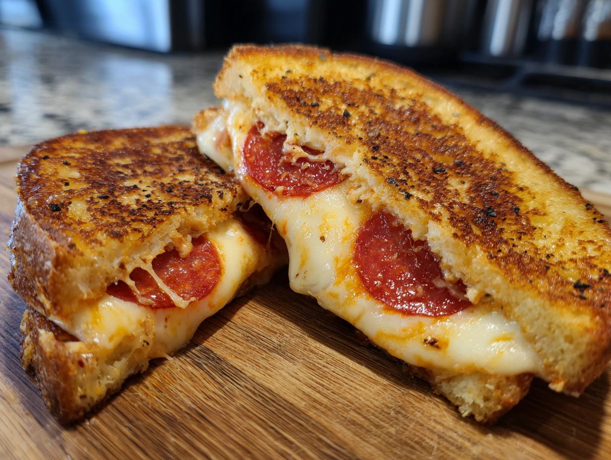 Pizza Grilled Cheese: Simply Amazing Comfort Food 4 Pizza Grilled Cheese: Simply Amazing Comfort Food - Pizza Grilled Cheese Sandwiches - main visual representation