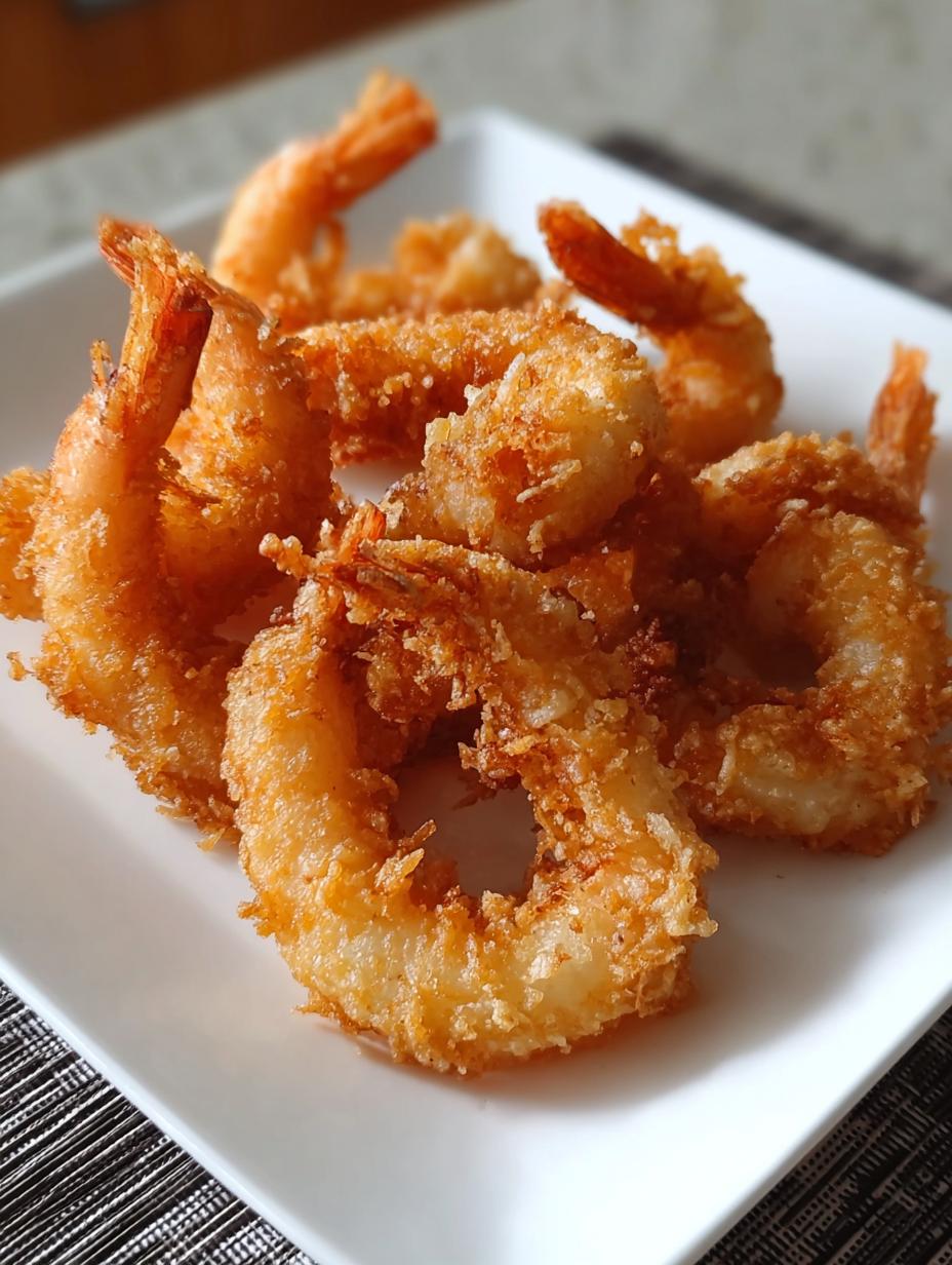 A close-up of perfectly fried Tempura Prawns, showcasing their golden-brown, crispy batter and tender interior