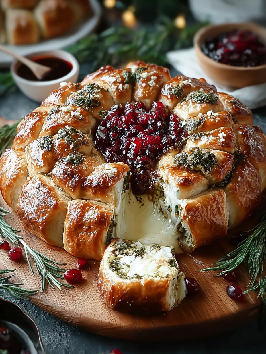 Delicious Baked Brie Bread Wreath for Festive Gatherings - Baked Brie Bread Wreath - main visual representation