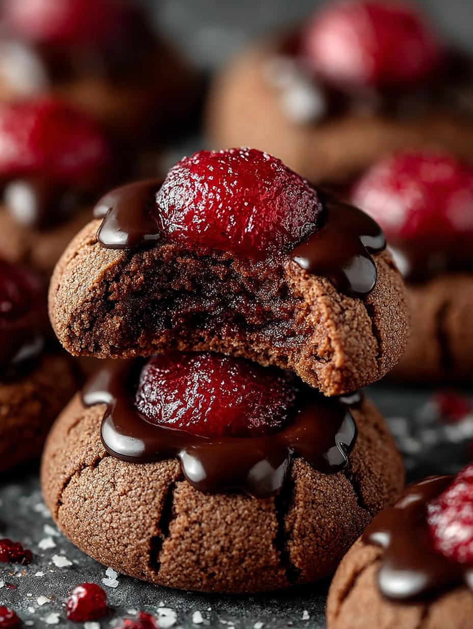 Chocolate Cherry Thumbprint Cookies: 32 Irresistible Treats - Chocolate Cherry Thumbprint Cookies - main visual representation