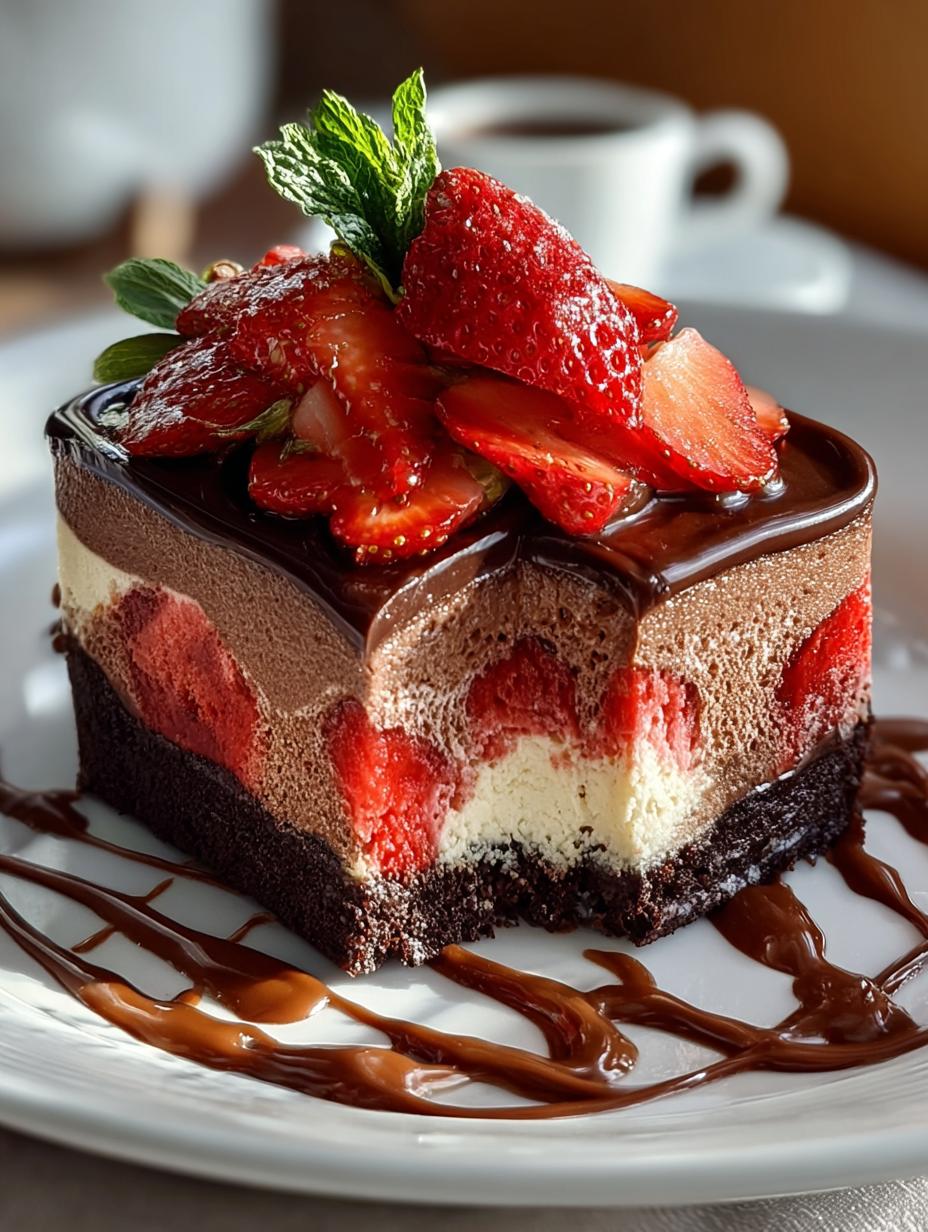 Indulgent Chocolate Strawberry Swirl Cheesecake Delight - Indulgent Chocolate Strawberry Swirl - additional detail