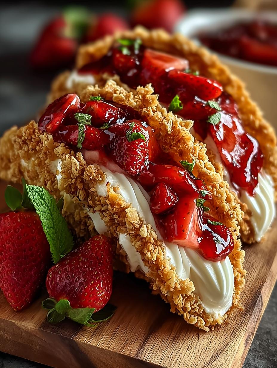 Delicious Strawberry Crunch Cheesecake Tacos Recipe - Strawberry Crunch Cheesecake Tacos - main visual representation