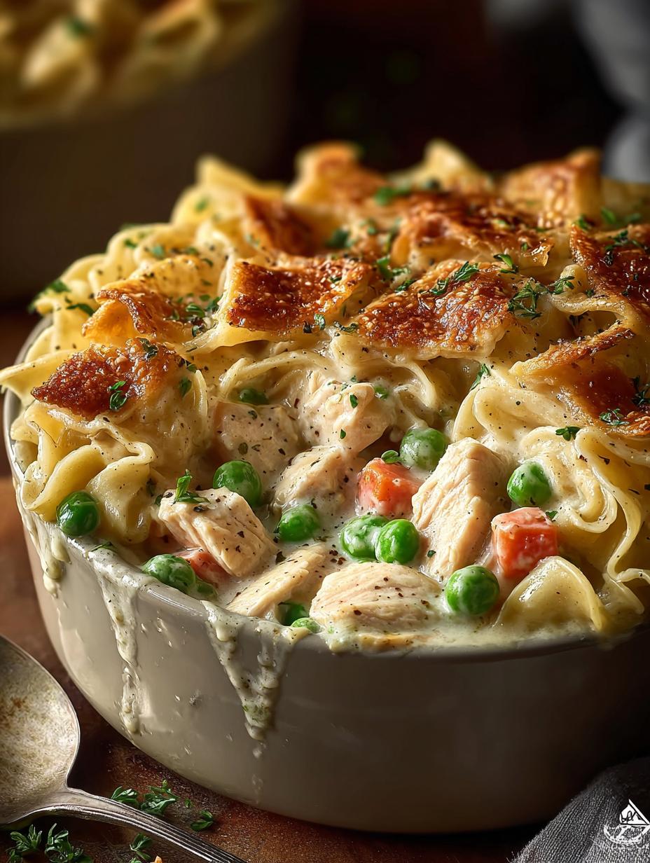 Delicious Chicken Pot Pie Noodle Skillet Recipe - Chicken Pot Pie Noodle - additional detail