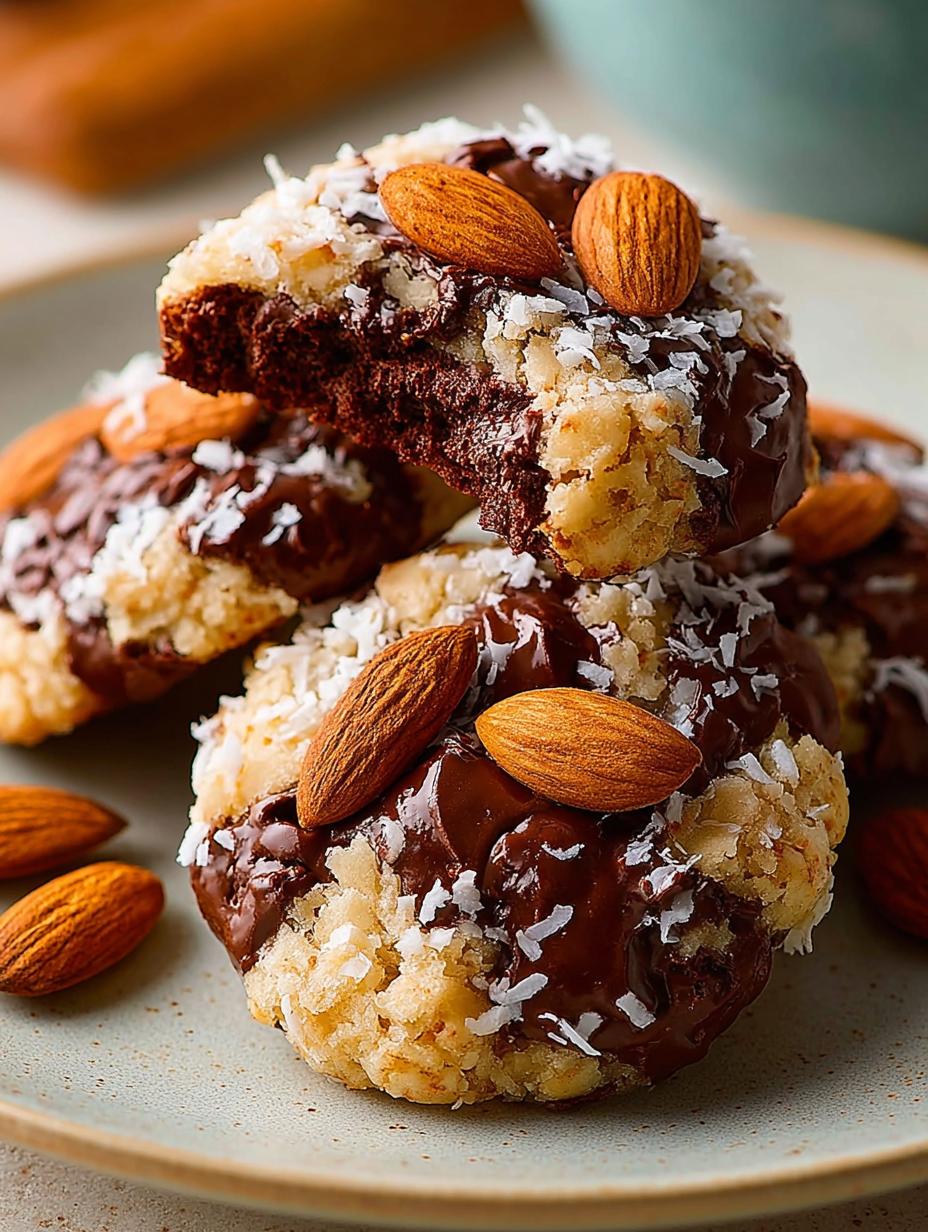Chocolate Coconut Cookies with Almonds: 24 Irresistible Treats - Chocolate Coconut Cookies with - additional detail