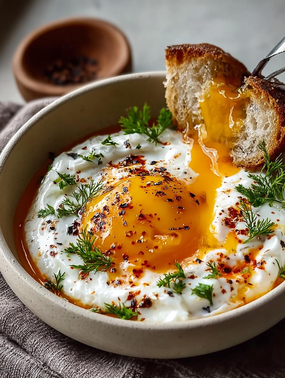 Cilbir Turkish Eggs with Creamy Yogurt & Spiced Butter Bliss - Cilbir Turkish Eggs with - main visual representation