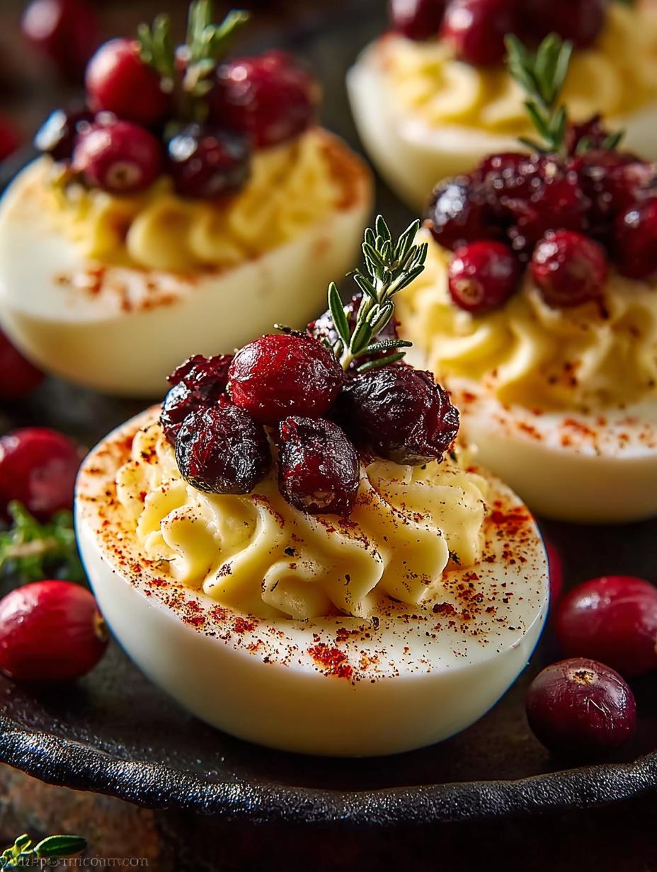 Harvest Cranberry Deviled Eggs