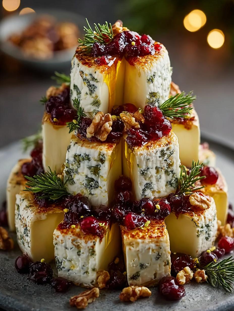 Holiday Cheese Tree with Cranberry Garland for Festive Gatherings - Holiday Cheese Tree with - additional detail