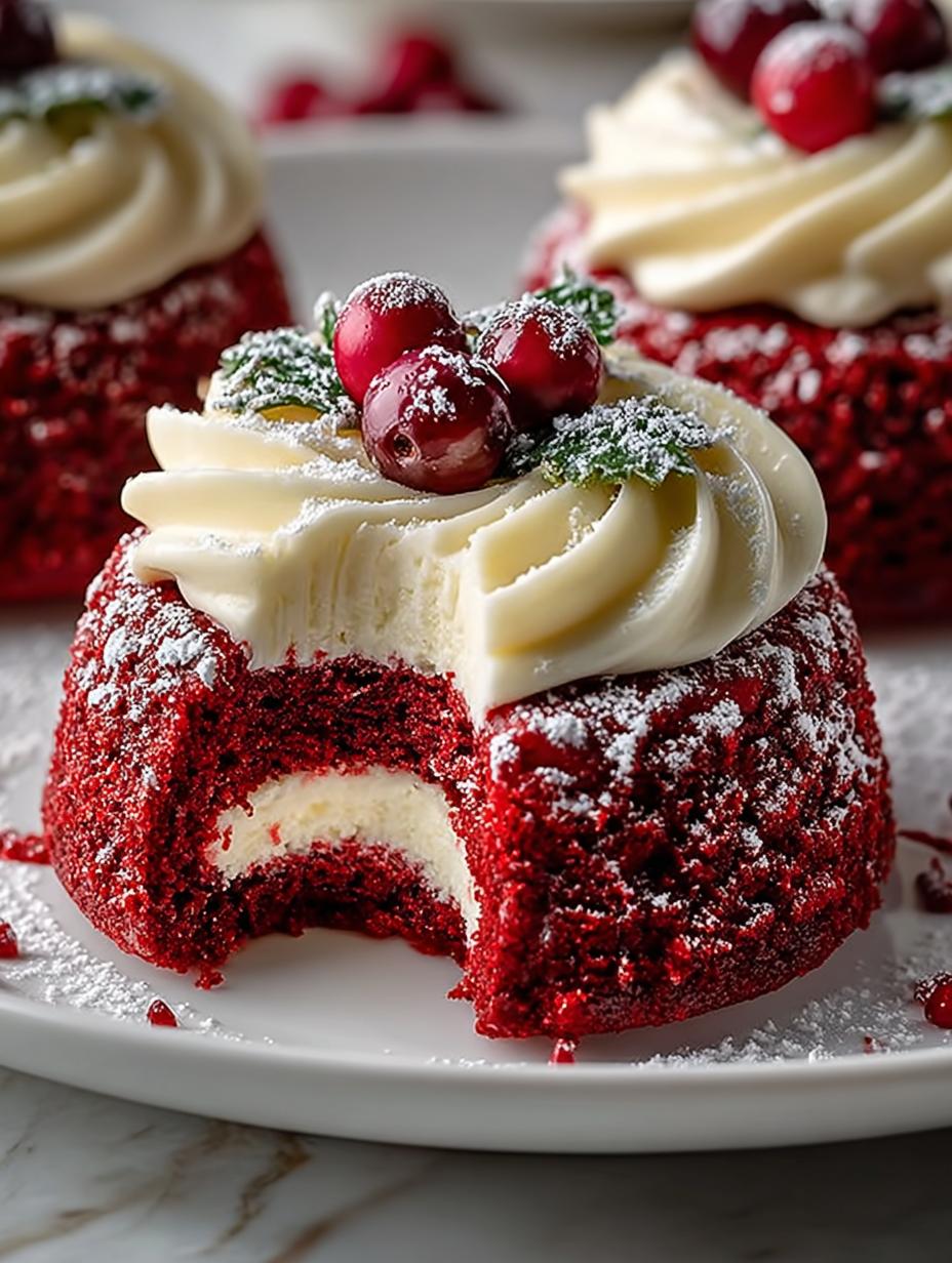 Mini Red Velvet Wreath Cakes: 12 Festive Treats - Mini Red Velvet Wreath - additional detail