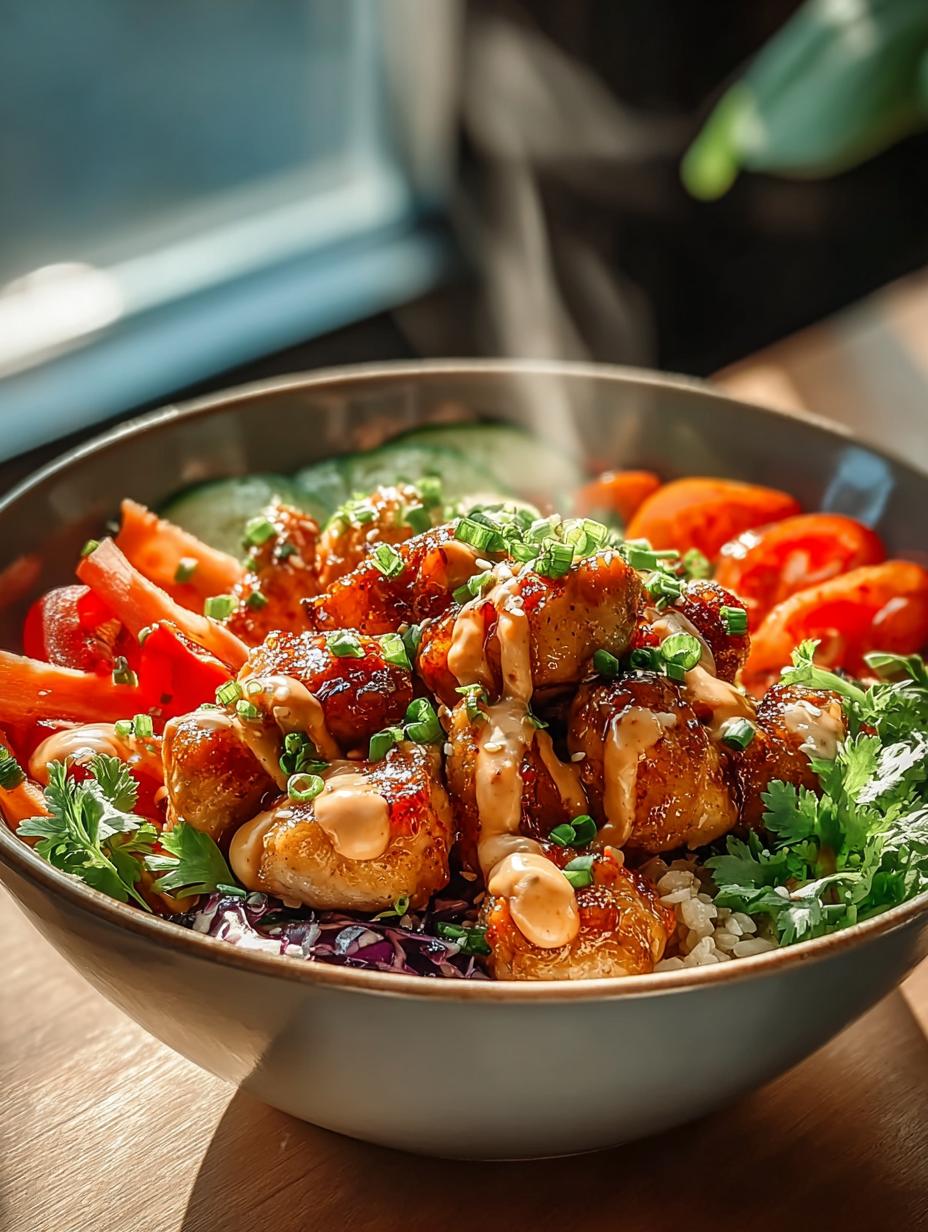 Delicious Sweet Chili Chicken Bowl with Coconut Lime Drizzle - Sweet Chili Chicken Bowl - additional detail