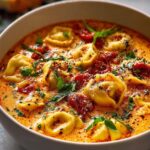 Cheesy Tomato Tortellini Soup