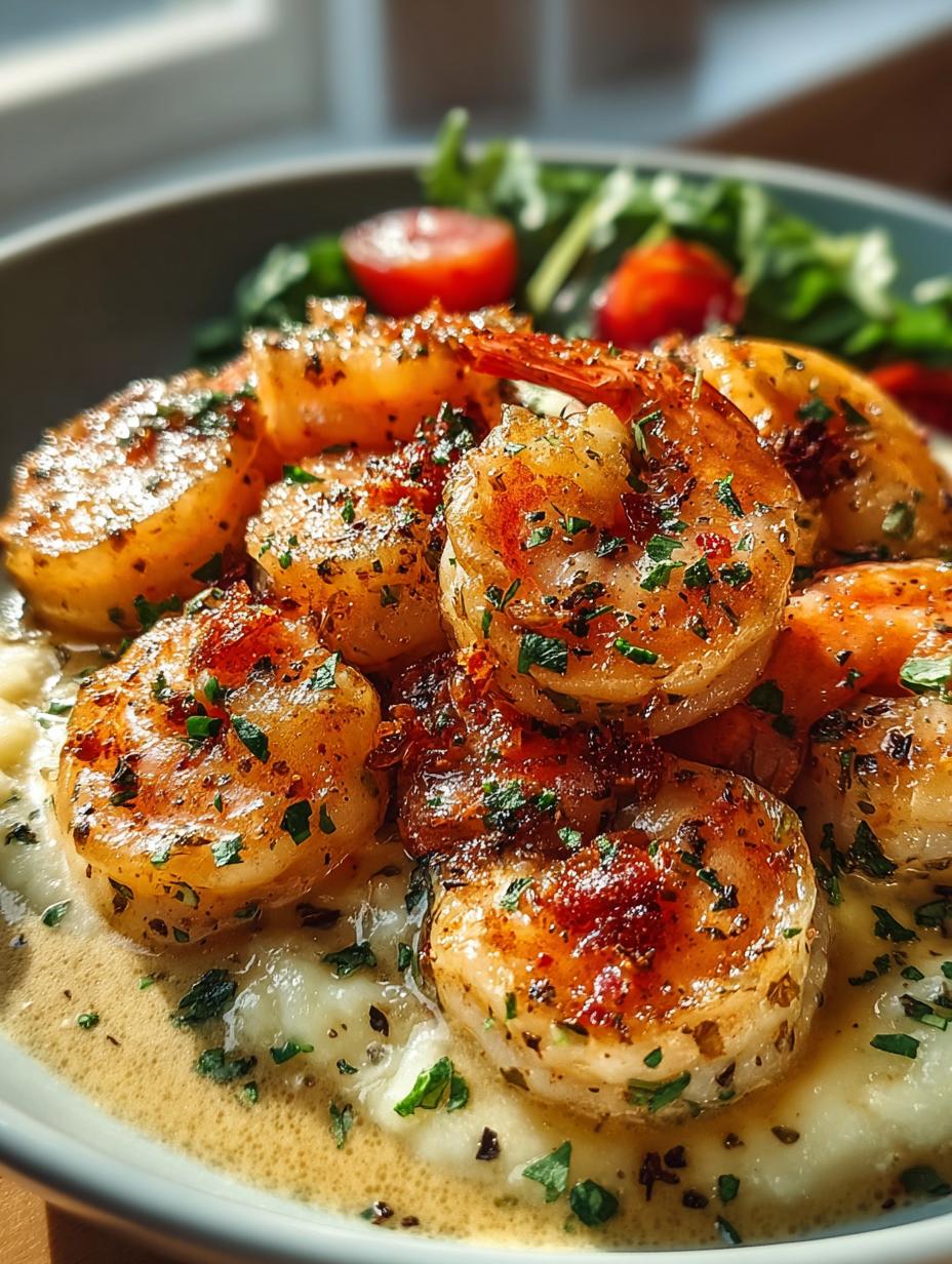Creamy Garlic Shrimp Over