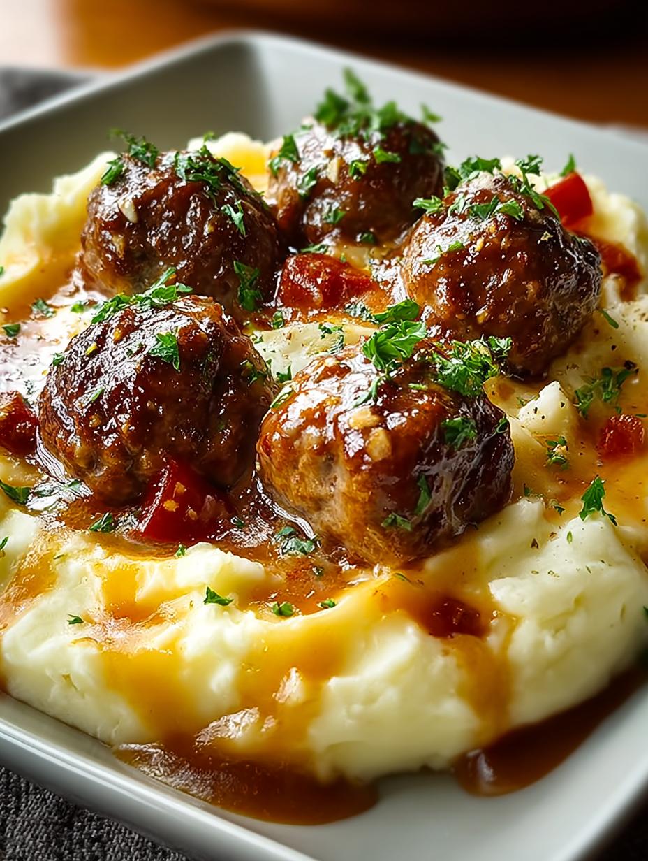 Hearty Beef Meatball Mashed