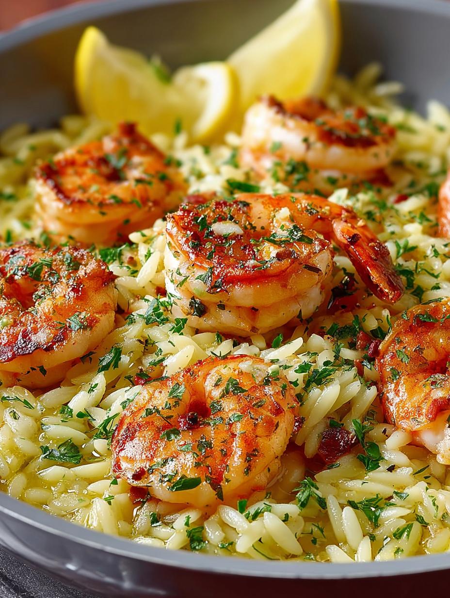 Delicious Lemon Garlic Shrimp Orzo Recipe for Dinner - Lemon Garlic Shrimp Orzo - additional detail