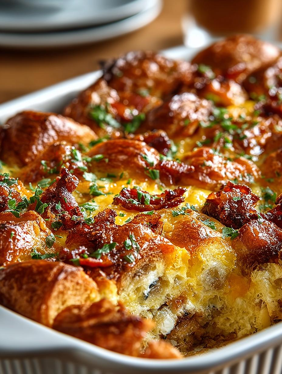 Overnight Croissant Breakfast Casserole