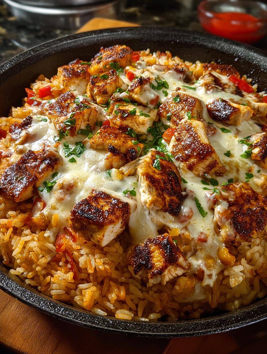 Queso Chicken Rice Skillet: 5 Star Comfort Food Recipe - Queso Chicken Rice Skillet - additional detail